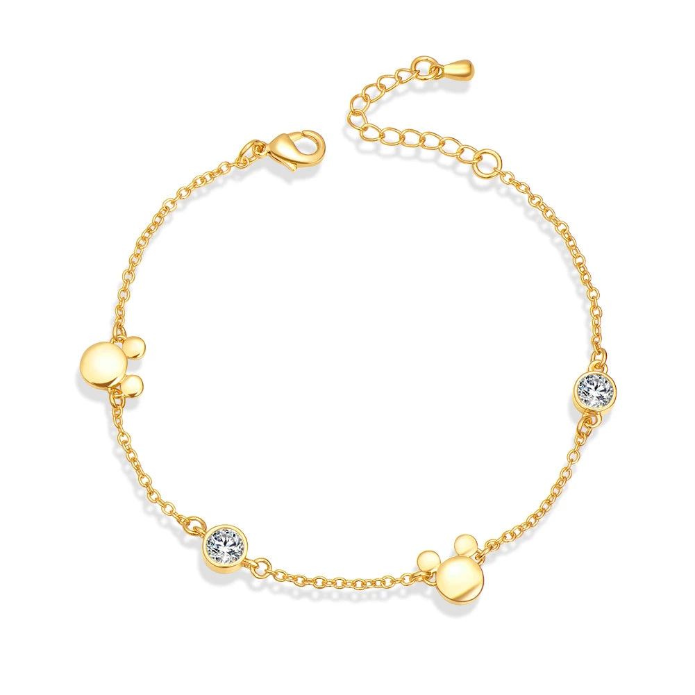 "Crystal Delight: Rose Gold Mickey Charm Bracelet 💎💖" Embrace the magic of Mickey with this new-style charm bracelet in rose gold, featuring sparkling crystal zircon for a dazzling effect. 🌟✨