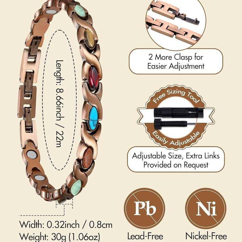 Empower & Shine: Feraco Copper Magnetic Bracelet 💪💎" Designed for strength and beauty, this magnetic bracelet with turquoise stones offers both therapeutic benefits and stunning style for Mom. 💫🌟