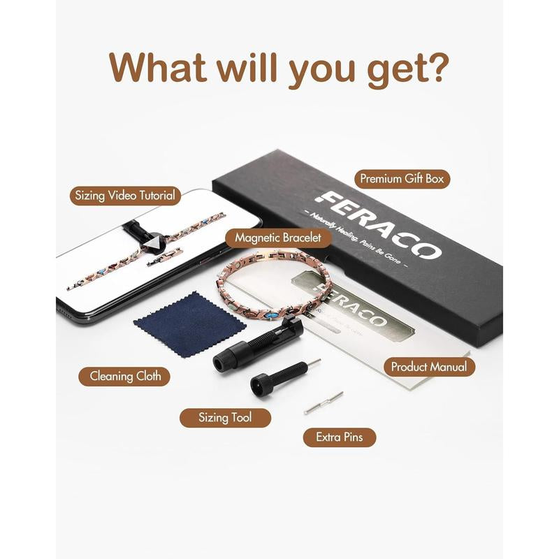 Empower & Shine: Feraco Copper Magnetic Bracelet 💪💎" Designed for strength and beauty, this magnetic bracelet with turquoise stones offers both therapeutic benefits and stunning style for Mom. 💫🌟