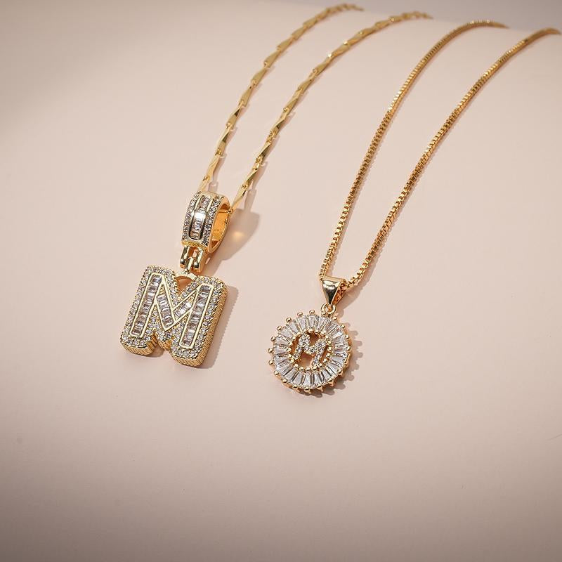 "Celebrate You: 2 Pack Personalized Initial Pendants with Zircon 💫💖" Embrace your individuality with these stylish initial letter necklaces, embellished with zircon stones—perfect for gifting on Valentine’s Day or birthdays! 💎🎉