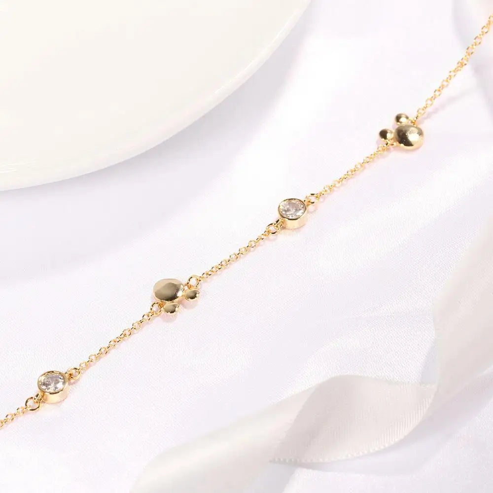 "Crystal Delight: Rose Gold Mickey Charm Bracelet 💎💖" Embrace the magic of Mickey with this new-style charm bracelet in rose gold, featuring sparkling crystal zircon for a dazzling effect. 🌟✨