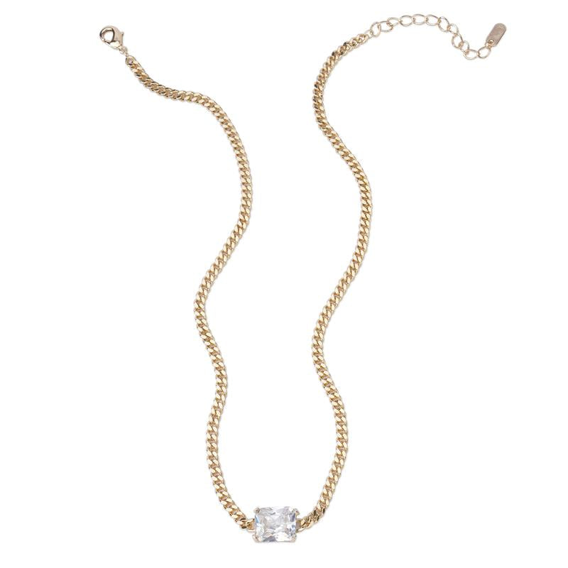 Luxurious Sparkle: 14K Gold Plated CZ Choker Necklace 🌟💎" Give the gift of luxury with this 14K gold-plated cubic zirconia choker, featuring a chic Cuban link design perfect for Mother’s Day. 💖✨