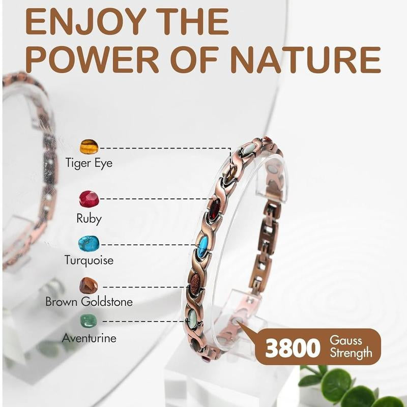 Empower & Shine: Feraco Copper Magnetic Bracelet 💪💎" Designed for strength and beauty, this magnetic bracelet with turquoise stones offers both therapeutic benefits and stunning style for Mom. 💫🌟