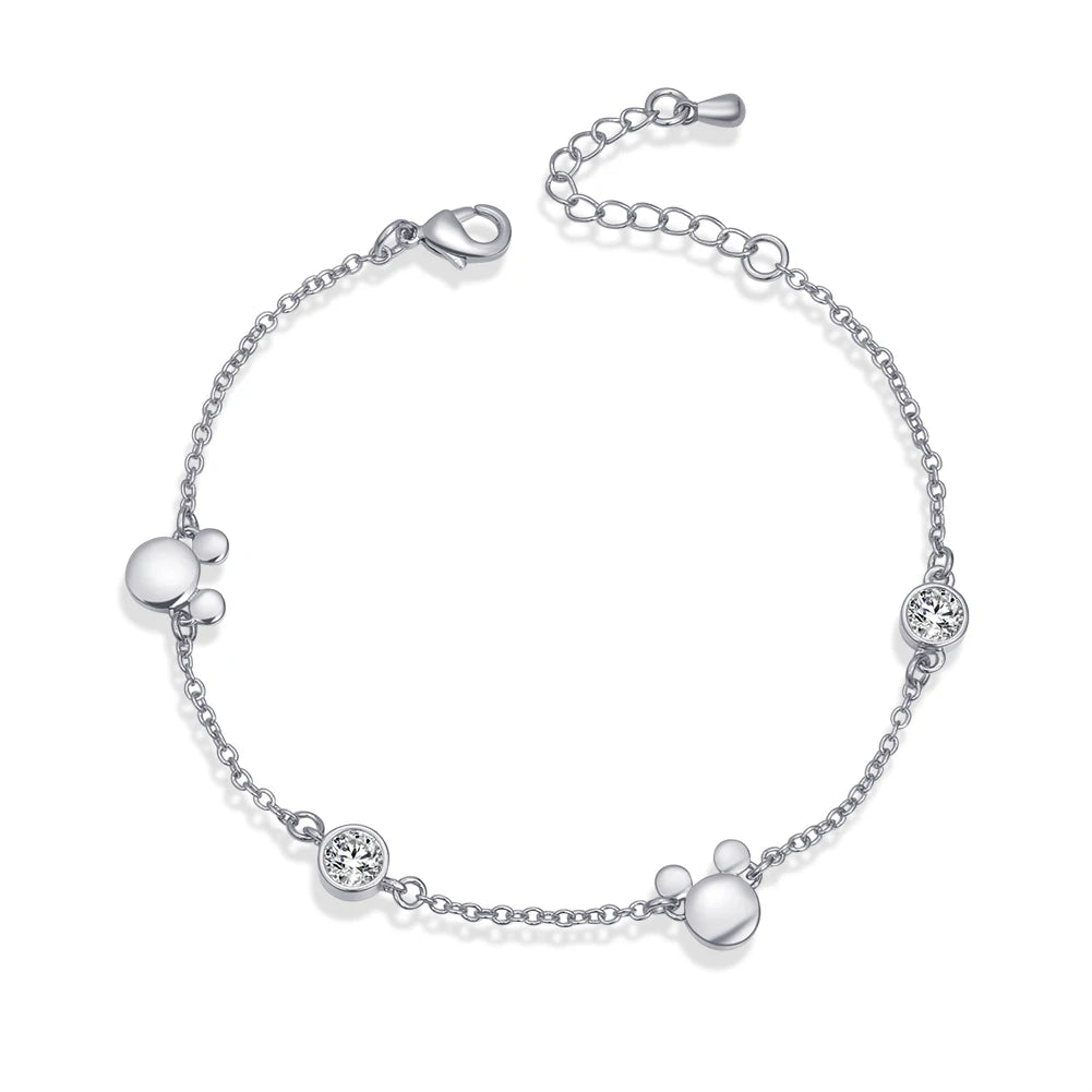 "Crystal Delight: Rose Gold Mickey Charm Bracelet 💎💖" Embrace the magic of Mickey with this new-style charm bracelet in rose gold, featuring sparkling crystal zircon for a dazzling effect. 🌟✨