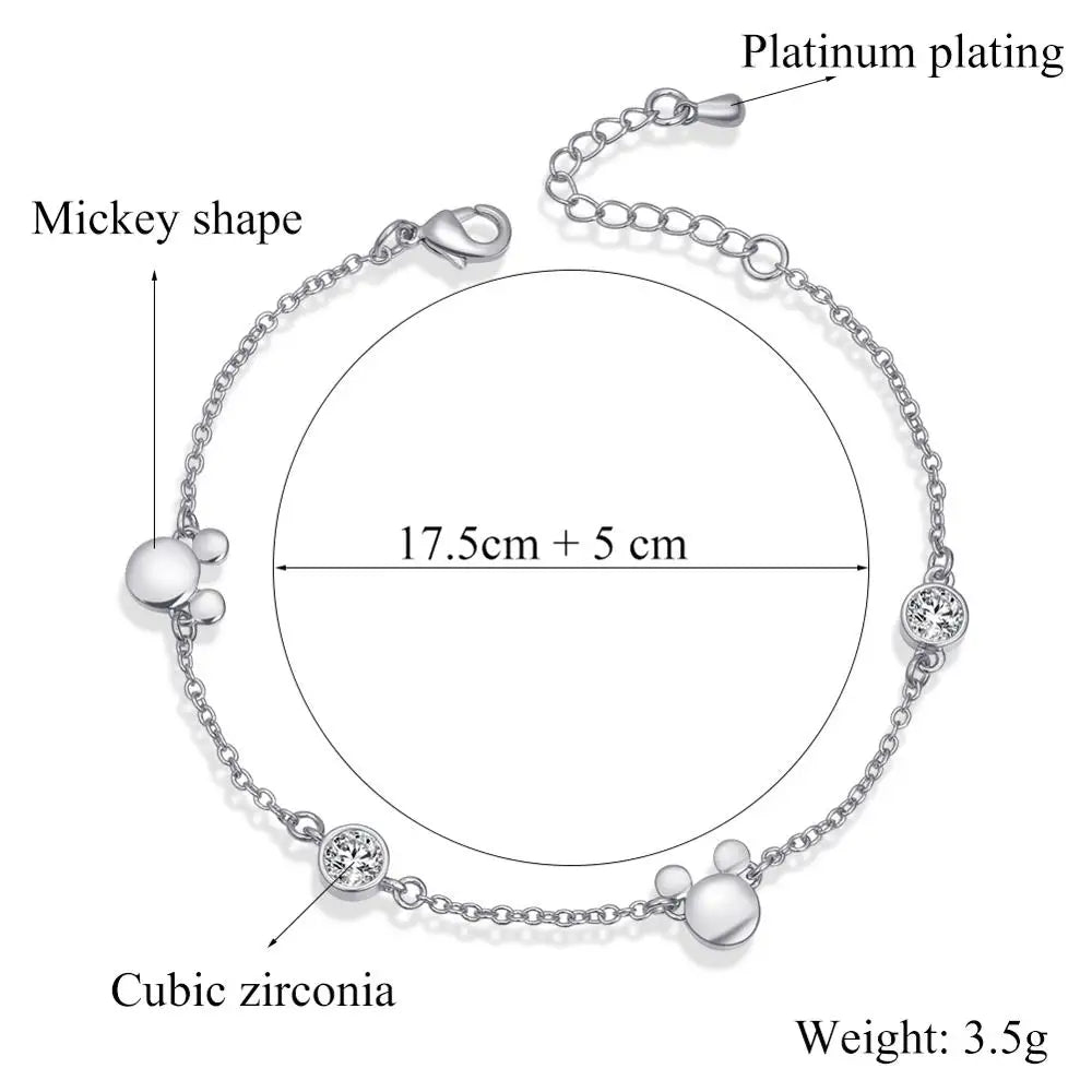 "Crystal Delight: Rose Gold Mickey Charm Bracelet 💎💖" Embrace the magic of Mickey with this new-style charm bracelet in rose gold, featuring sparkling crystal zircon for a dazzling effect. 🌟✨