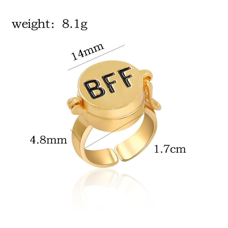 "Best Friend Forever: Gold Spinner Anime Matching Rings 💛✨" Celebrate your unique bond with these cute and aesthetic matching gold spinner anime rings, perfect for best friends or BFFs! 💖🌟