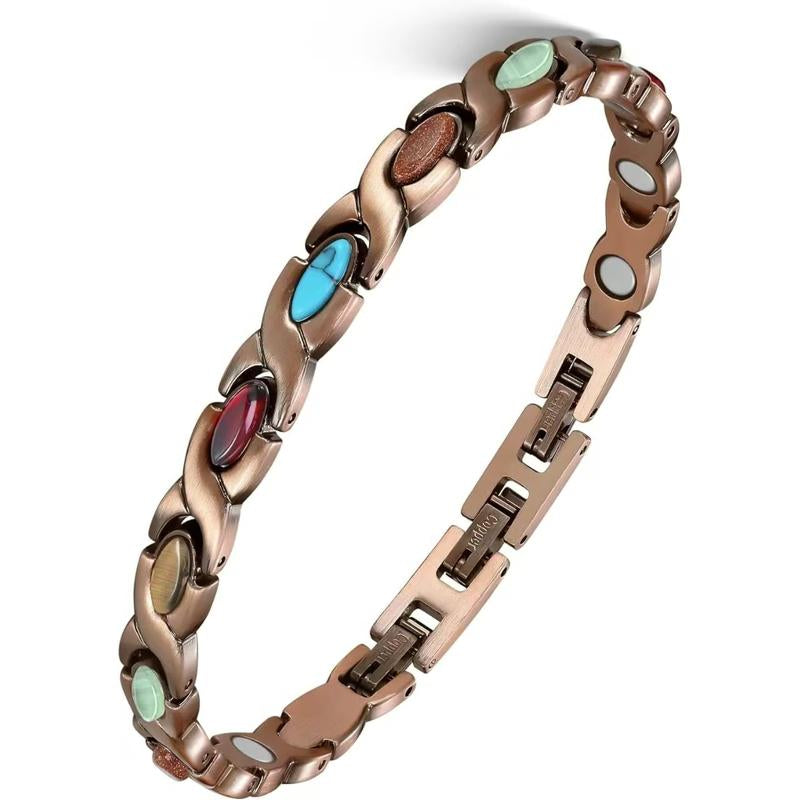 Empower & Shine: Feraco Copper Magnetic Bracelet 💪💎" Designed for strength and beauty, this magnetic bracelet with turquoise stones offers both therapeutic benefits and stunning style for Mom. 💫🌟