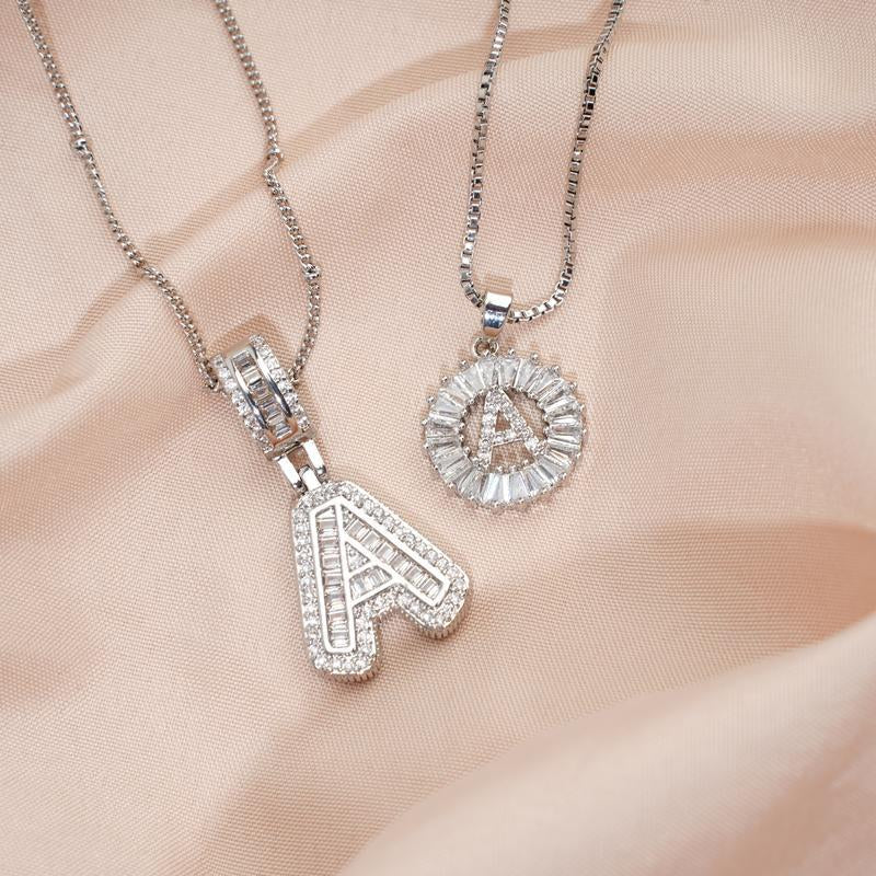 "Celebrate You: 2 Pack Personalized Initial Pendants with Zircon 💫💖" Embrace your individuality with these stylish initial letter necklaces, embellished with zircon stones—perfect for gifting on Valentine’s Day or birthdays! 💎🎉