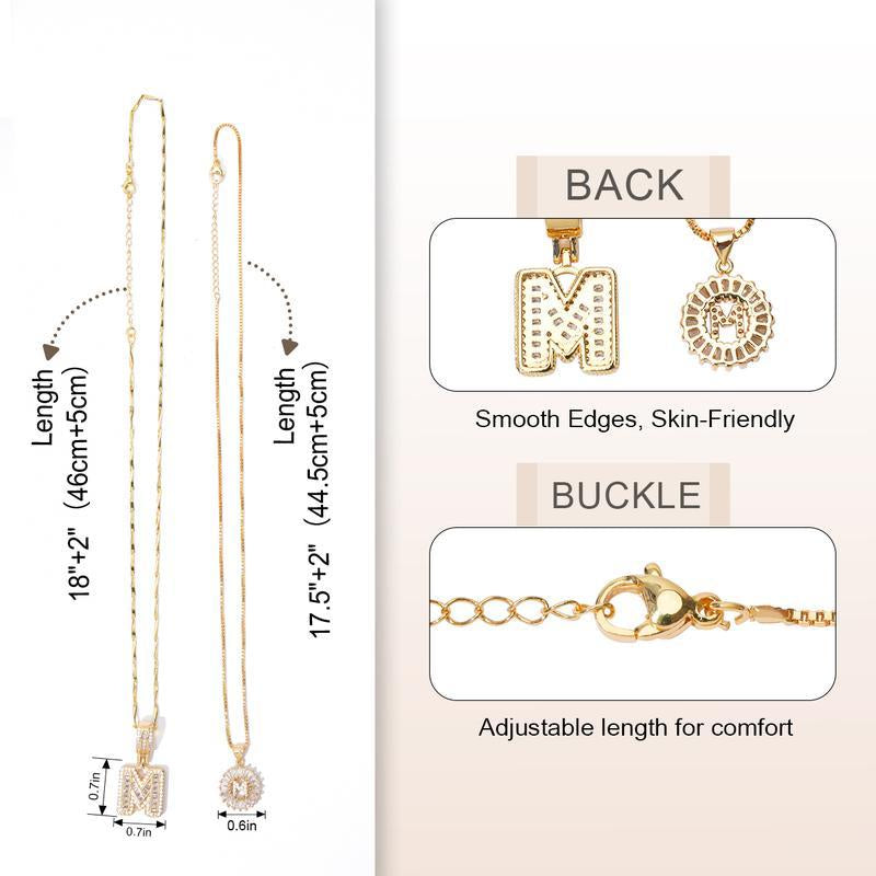 "Celebrate You: 2 Pack Personalized Initial Pendants with Zircon 💫💖" Embrace your individuality with these stylish initial letter necklaces, embellished with zircon stones—perfect for gifting on Valentine’s Day or birthdays! 💎🎉