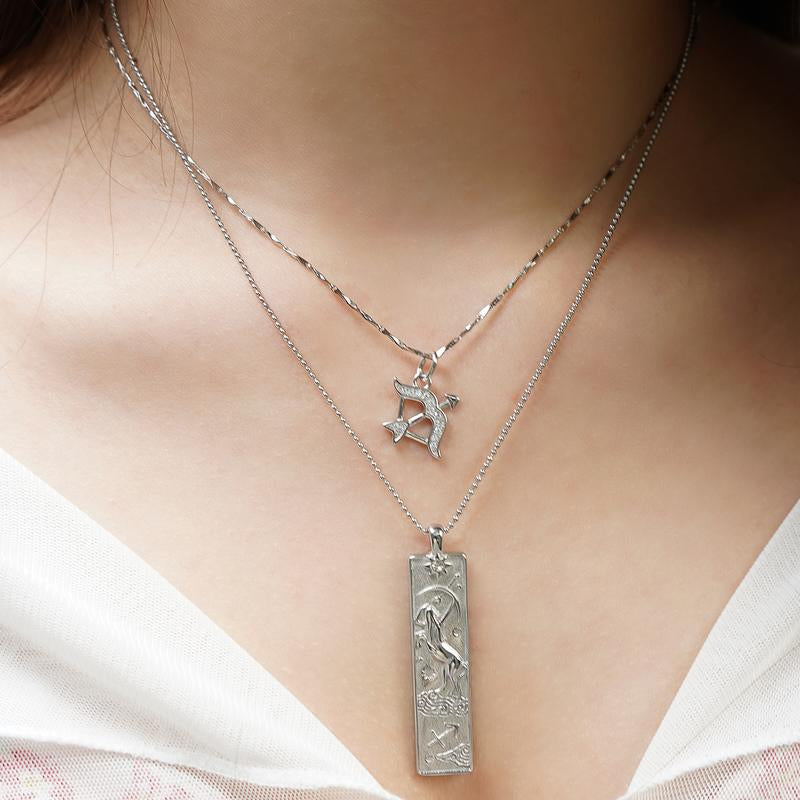 "Celestial Connection: 12 Zodiac Necklace for Mother's Day 🌌💎" Gift your mom the stars with this elegant 12 Zodiac signs necklace, made from S925 silver and paired with a stainless steel card pendant to symbolize her unique traits. 💫💖