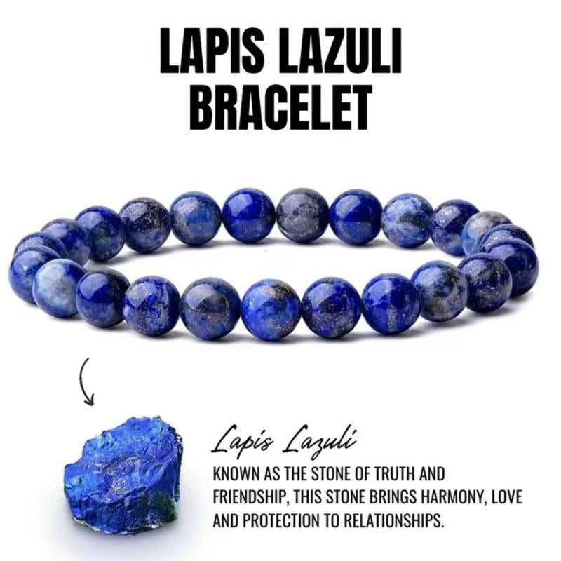 "Soul Connection: Lapis Lazuli Friendship Bracelet 💙✨" Strengthen your bond with this beautiful 8mm Lapis Lazuli beaded bracelet, perfect for kids, men, women, and couples seeking crystal healing. 🌟💎
