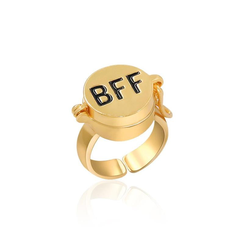 "Best Friend Forever: Gold Spinner Anime Matching Rings 💛✨" Celebrate your unique bond with these cute and aesthetic matching gold spinner anime rings, perfect for best friends or BFFs! 💖🌟