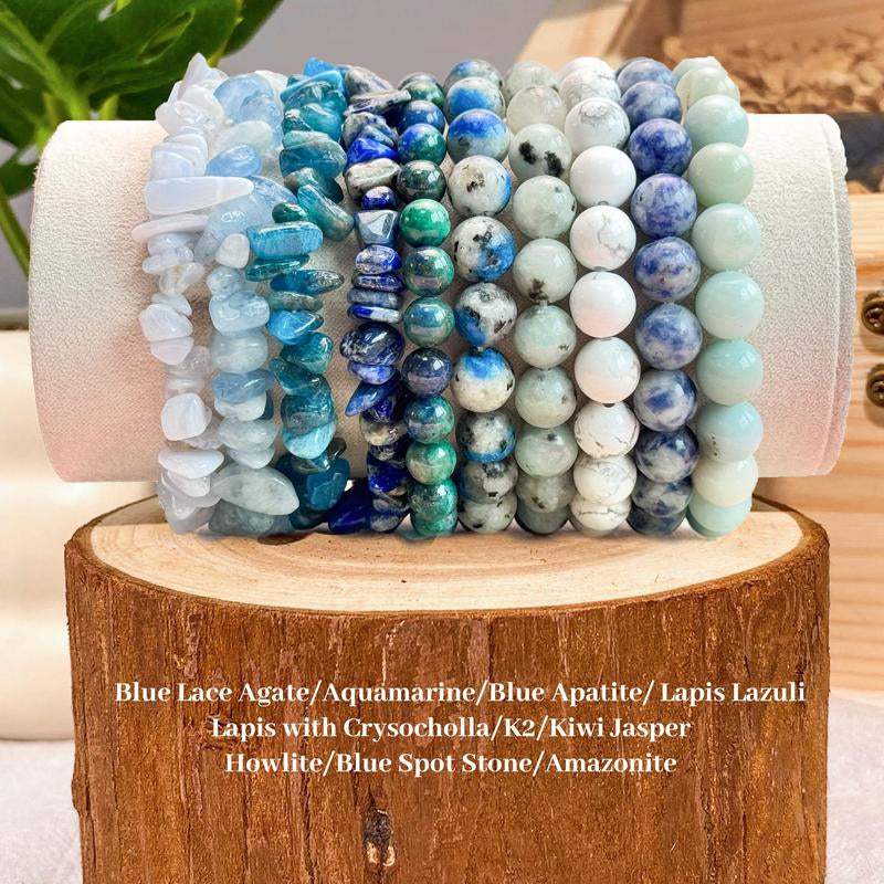 Crystal Clarity: 10 Count Gemstone Bracelets (6mm-8mm) 💎✨" A set of 10 crystal bracelets with 6mm-8mm chips, designed to bring style and energy together for a chic and spiritual look. 🌿💖