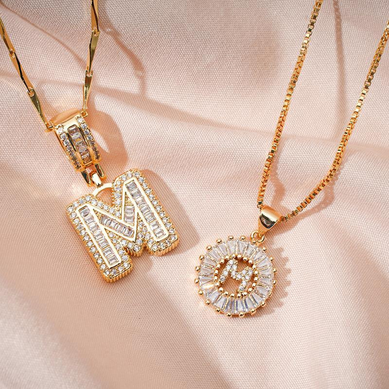 "Celebrate You: 2 Pack Personalized Initial Pendants with Zircon 💫💖" Embrace your individuality with these stylish initial letter necklaces, embellished with zircon stones—perfect for gifting on Valentine’s Day or birthdays! 💎🎉