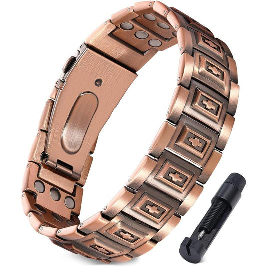 Magnetic Power: Jecanori Copper Cross Bracelet for Men 💪💫"  Harness the healing power of 3800 Gauss magnets with this stylish copper bracelet, featuring an adjustable length for a perfect fit. ⚡️💖