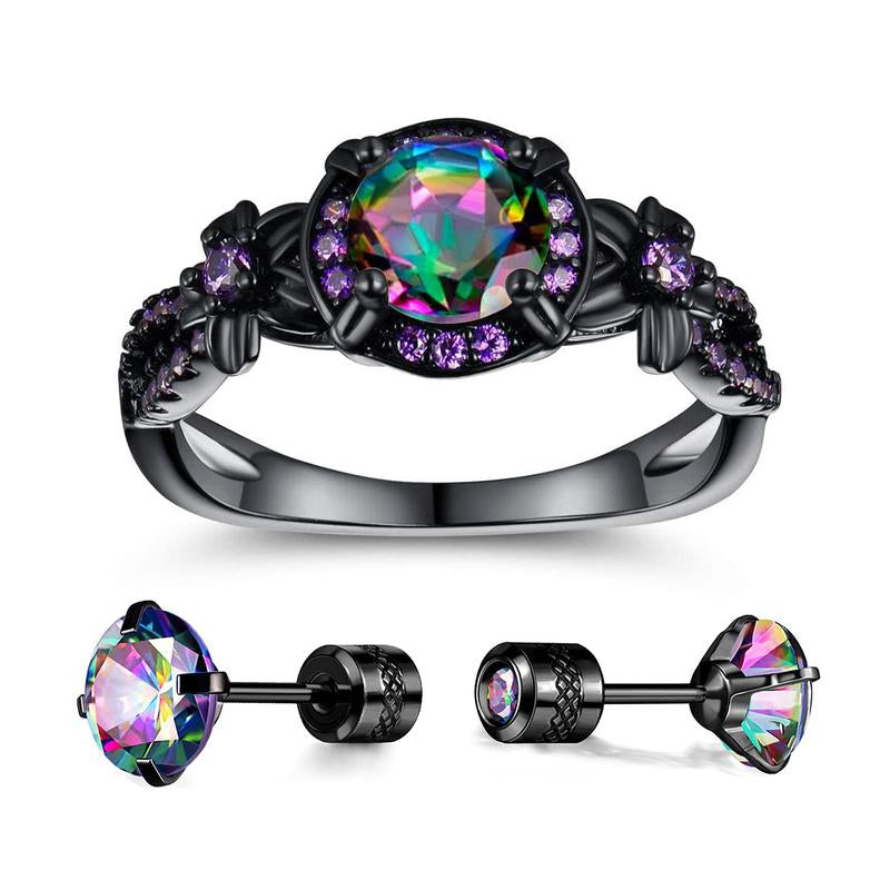 "Eternal Love: 1CT Rainbow Opal Mystic Ring 💎✨"  Celebrate your commitment with this stunning 1CT round-cut rainbow opal ring, designed for both women and men as a wedding, engagement, or promise ring. 🌈💖