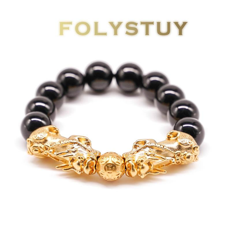 "Fortune & Protection: 12mm Piuxiu Bracelet for Men & Women 💎💫"  This elegant unisex bracelet features a 12mm Piuxiu bead design with a powerful Pixiu money catcher, perfect for bringing prosperity and security. 🧧🌟