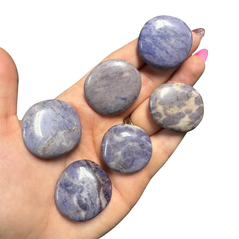 "Empower Your Energy: Natural Crystal Worry Stone 💎🌙"  This gemstone coin pocket stone helps promote healing and focus, making it the perfect mini accessory for peace and balance on the go. 🌸✨
