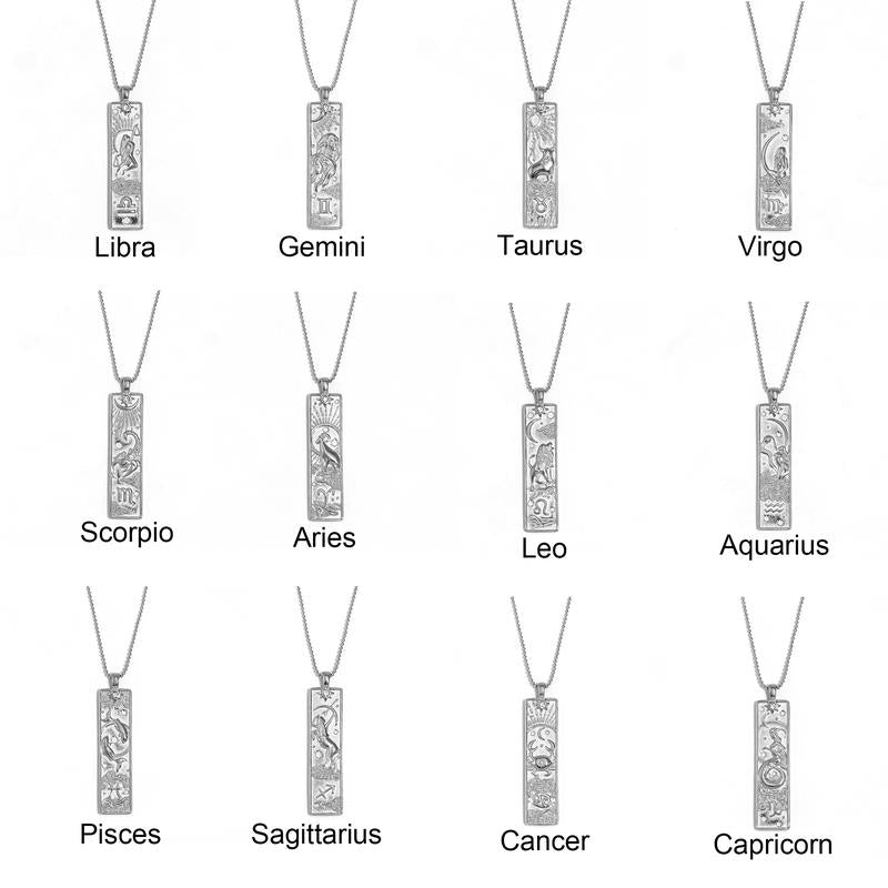"Celestial Connection: 12 Zodiac Necklace for Mother's Day 🌌💎"  Gift your mom the stars with this elegant 12 Zodiac signs necklace, made from S925 silver and paired with a stainless steel card pendant to symbolize her unique traits. 💫💖