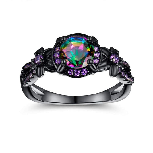 "Eternal Love: 1CT Rainbow Opal Mystic Ring 💎✨"  Celebrate your commitment with this stunning 1CT round-cut rainbow opal ring, designed for both women and men as a wedding, engagement, or promise ring. 🌈💖