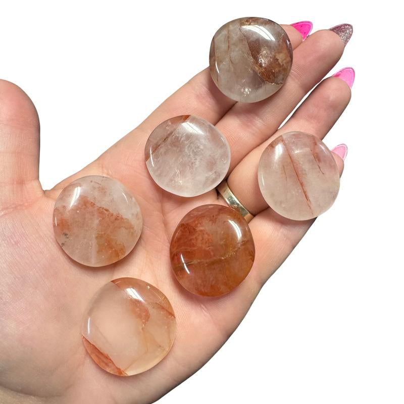 "Empower Your Energy: Natural Crystal Worry Stone 💎🌙"  This gemstone coin pocket stone helps promote healing and focus, making it the perfect mini accessory for peace and balance on the go. 🌸✨