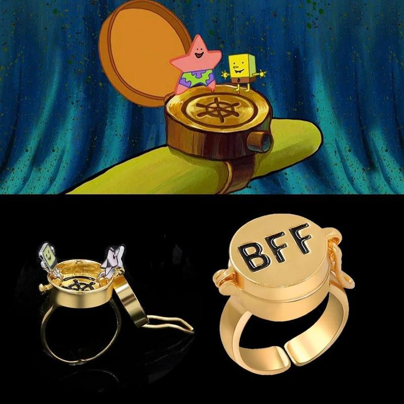 "Best Friend Forever: Gold Spinner Anime Matching Rings 💛✨"  Celebrate your unique bond with these cute and aesthetic matching gold spinner anime rings, perfect for best friends or BFFs! 💖🌟