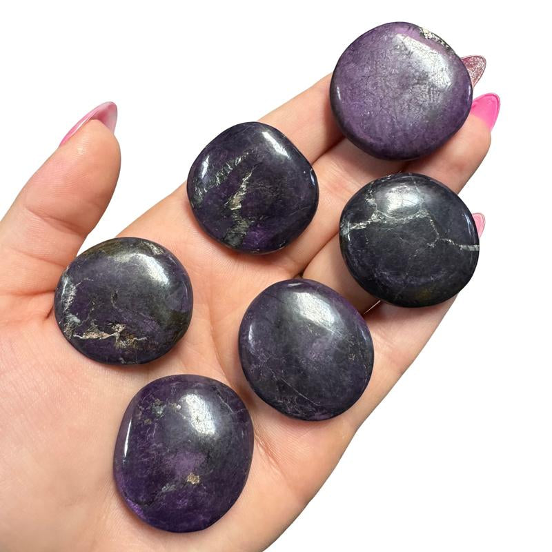 "Empower Your Energy: Natural Crystal Worry Stone 💎🌙"  This gemstone coin pocket stone helps promote healing and focus, making it the perfect mini accessory for peace and balance on the go. 🌸✨
