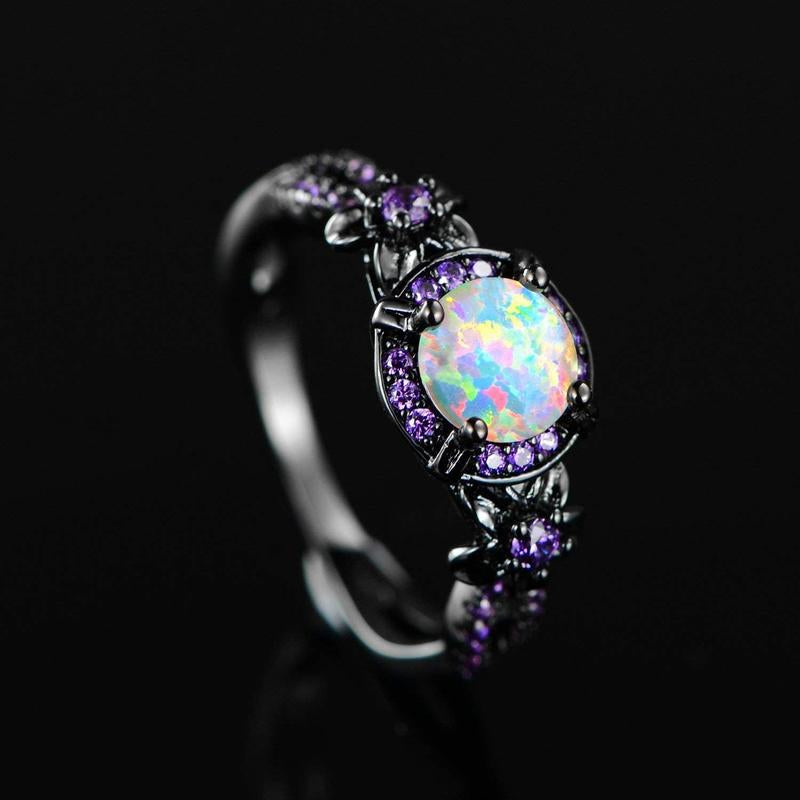 "Eternal Love: 1CT Rainbow Opal Mystic Ring 💎✨"  Celebrate your commitment with this stunning 1CT round-cut rainbow opal ring, designed for both women and men as a wedding, engagement, or promise ring. 🌈💖