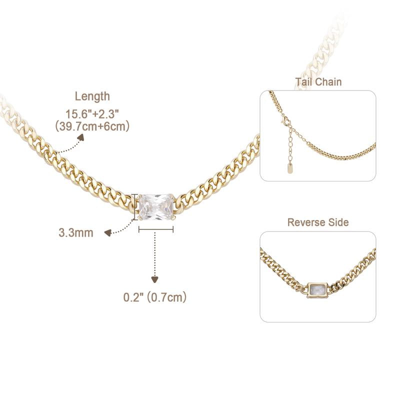 Luxurious Sparkle: 14K Gold Plated CZ Choker Necklace 🌟💎"  Give the gift of luxury with this 14K gold-plated cubic zirconia choker, featuring a chic Cuban link design perfect for Mother’s Day. 💖✨