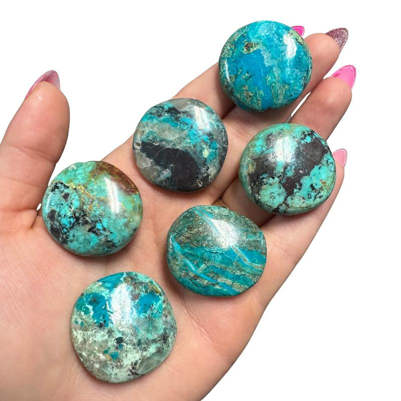 "Empower Your Energy: Natural Crystal Worry Stone 💎🌙"  This gemstone coin pocket stone helps promote healing and focus, making it the perfect mini accessory for peace and balance on the go. 🌸✨