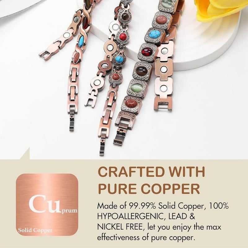 Empower & Shine: Feraco Copper Magnetic Bracelet 💪💎"  Designed for strength and beauty, this magnetic bracelet with turquoise stones offers both therapeutic benefits and stunning style for Mom. 💫🌟