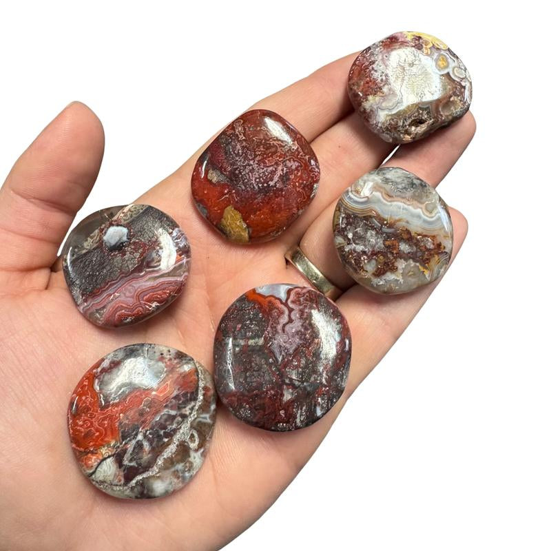 "Empower Your Energy: Natural Crystal Worry Stone 💎🌙"  This gemstone coin pocket stone helps promote healing and focus, making it the perfect mini accessory for peace and balance on the go. 🌸✨