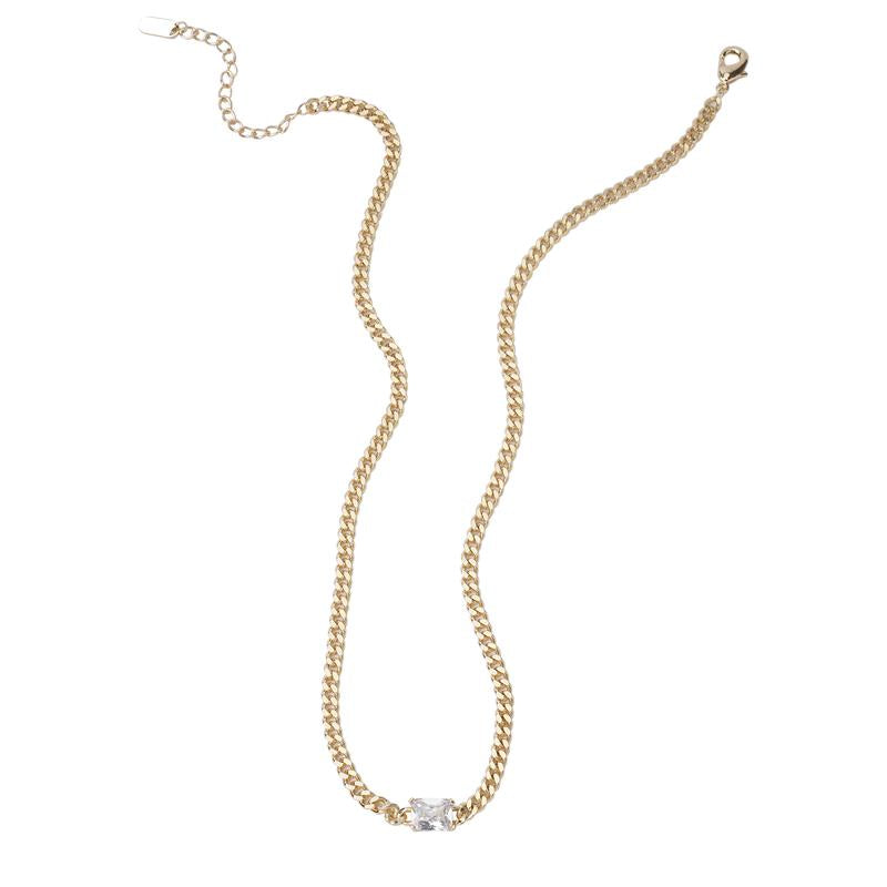 Luxurious Sparkle: 14K Gold Plated CZ Choker Necklace 🌟💎"  Give the gift of luxury with this 14K gold-plated cubic zirconia choker, featuring a chic Cuban link design perfect for Mother’s Day. 💖✨