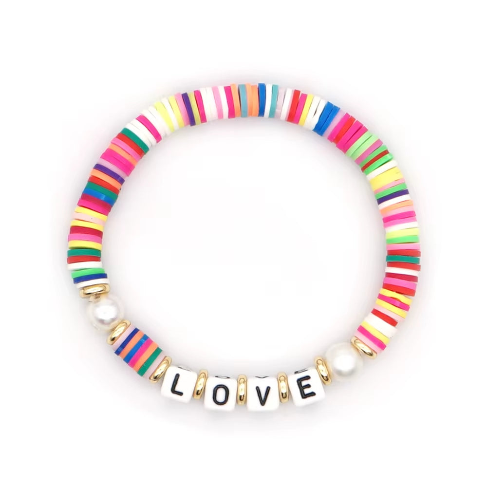 Boho Style Handmade Natural Shell and Beaded Multicolor Clay and Pearl Letter Bracelet for Women Bracelets 2023 Gift Famale