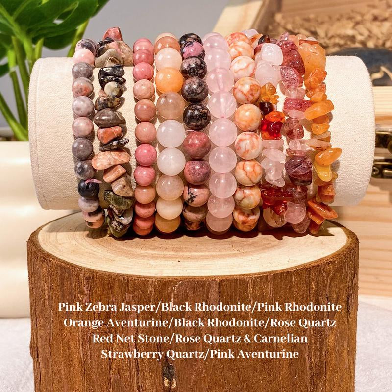 Crystal Clarity: 10 Count Gemstone Bracelets (6mm-8mm) 💎✨"  A set of 10 crystal bracelets with 6mm-8mm chips, designed to bring style and energy together for a chic and spiritual look. 🌿💖