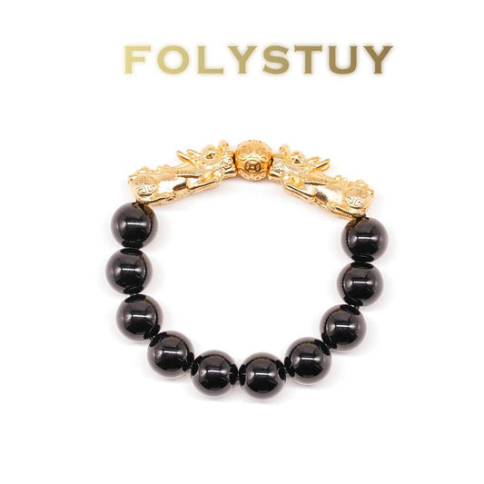 "Fortune & Protection: 12mm Piuxiu Bracelet for Men & Women 💎💫"  This elegant unisex bracelet features a 12mm Piuxiu bead design with a powerful Pixiu money catcher, perfect for bringing prosperity and security. 🧧🌟