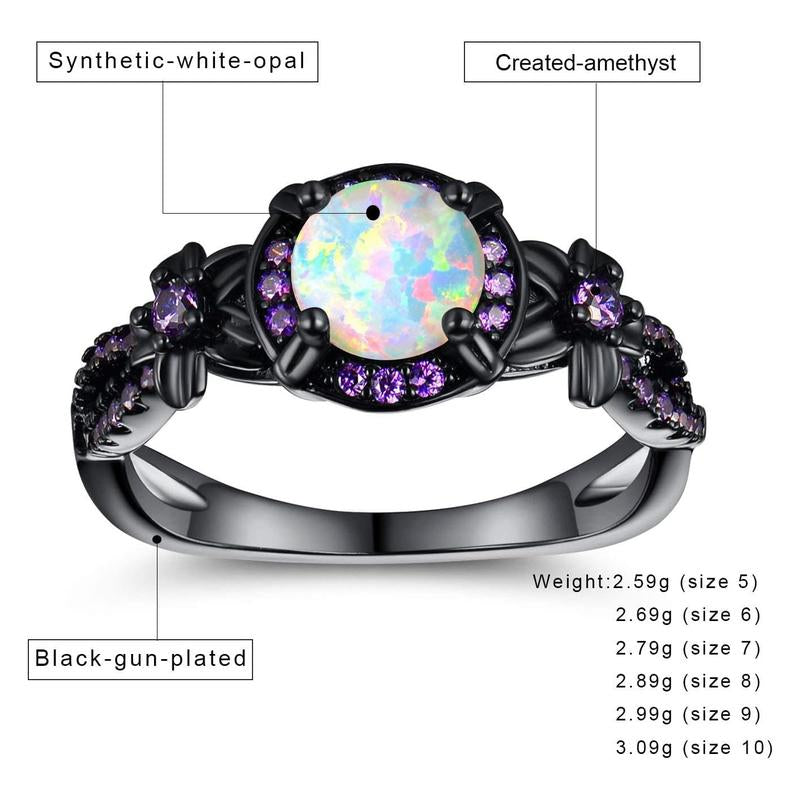 "Eternal Love: 1CT Rainbow Opal Mystic Ring 💎✨"  Celebrate your commitment with this stunning 1CT round-cut rainbow opal ring, designed for both women and men as a wedding, engagement, or promise ring. 🌈💖