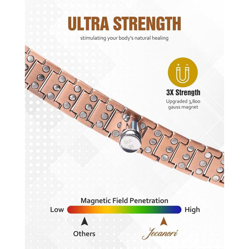 Magnetic Power: Jecanori Copper Cross Bracelet for Men 💪💫"  Harness the healing power of 3800 Gauss magnets with this stylish copper bracelet, featuring an adjustable length for a perfect fit. ⚡️💖