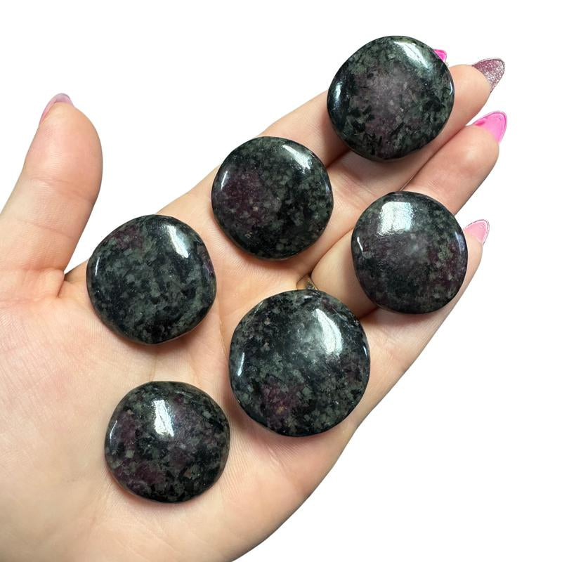 "Empower Your Energy: Natural Crystal Worry Stone 💎🌙"  This gemstone coin pocket stone helps promote healing and focus, making it the perfect mini accessory for peace and balance on the go. 🌸✨