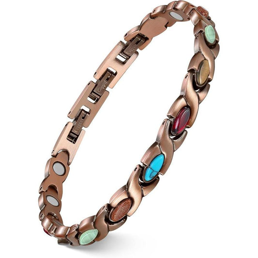 Empower & Shine: Feraco Copper Magnetic Bracelet 💪💎"  Designed for strength and beauty, this magnetic bracelet with turquoise stones offers both therapeutic benefits and stunning style for Mom. 💫🌟