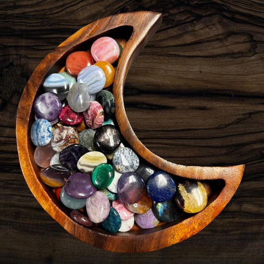 "Empower Your Energy: Natural Crystal Worry Stone 💎🌙"  This gemstone coin pocket stone helps promote healing and focus, making it the perfect mini accessory for peace and balance on the go. 🌸✨