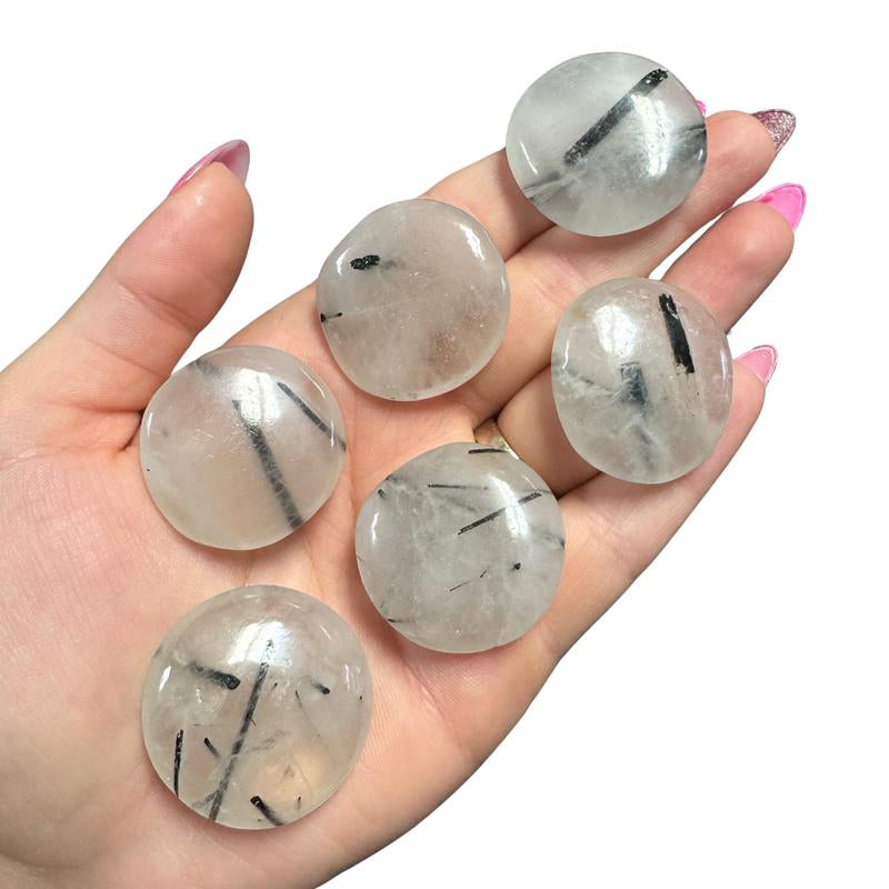 "Empower Your Energy: Natural Crystal Worry Stone 💎🌙"  This gemstone coin pocket stone helps promote healing and focus, making it the perfect mini accessory for peace and balance on the go. 🌸✨