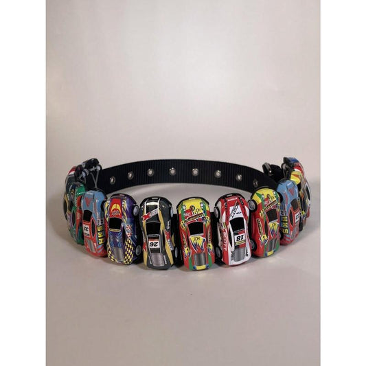 "Retro Racing Style: Color Block Mini Race Car Belt 🏁🌟"  Add a fun, Y2K twist to your look with this handmade color block mini race car belt—perfect for street fashion and photography! 📸💫