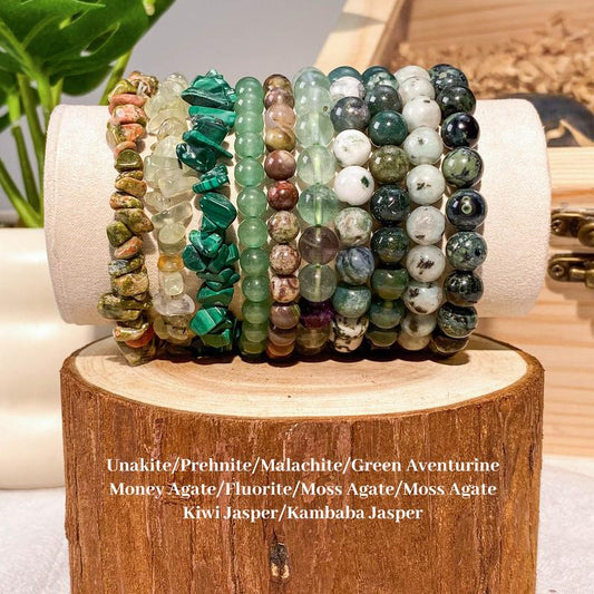 Crystal Clarity: 10 Count Gemstone Bracelets (6mm-8mm) 💎✨"  A set of 10 crystal bracelets with 6mm-8mm chips, designed to bring style and energy together for a chic and spiritual look. 🌿💖