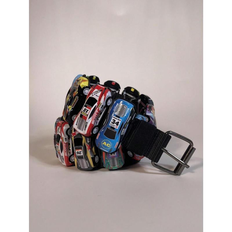 "Retro Racing Style: Color Block Mini Race Car Belt 🏁🌟"  Add a fun, Y2K twist to your look with this handmade color block mini race car belt—perfect for street fashion and photography! 📸💫