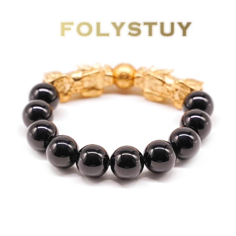 "Fortune & Protection: 12mm Piuxiu Bracelet for Men & Women 💎💫"  This elegant unisex bracelet features a 12mm Piuxiu bead design with a powerful Pixiu money catcher, perfect for bringing prosperity and security. 🧧🌟