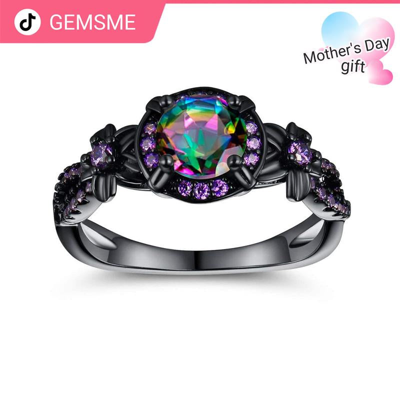 "Eternal Love: 1CT Rainbow Opal Mystic Ring 💎✨"  Celebrate your commitment with this stunning 1CT round-cut rainbow opal ring, designed for both women and men as a wedding, engagement, or promise ring. 🌈💖