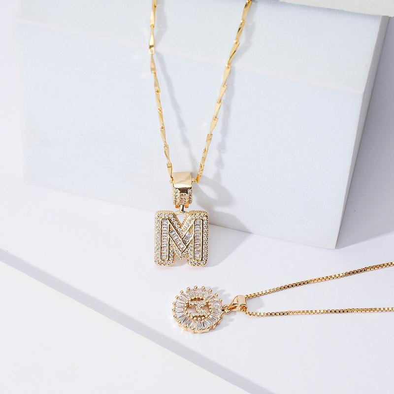 "Celebrate You: 2 Pack Personalized Initial Pendants with Zircon 💫💖"  Embrace your individuality with these stylish initial letter necklaces, embellished with zircon stones—perfect for gifting on Valentine’s Day or birthdays! 💎🎉