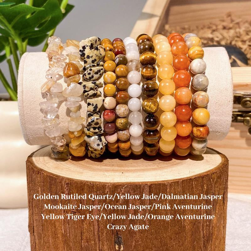 Crystal Clarity: 10 Count Gemstone Bracelets (6mm-8mm) 💎✨"  A set of 10 crystal bracelets with 6mm-8mm chips, designed to bring style and energy together for a chic and spiritual look. 🌿💖