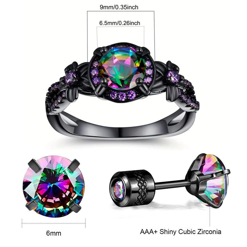 "Eternal Love: 1CT Rainbow Opal Mystic Ring 💎✨"  Celebrate your commitment with this stunning 1CT round-cut rainbow opal ring, designed for both women and men as a wedding, engagement, or promise ring. 🌈💖